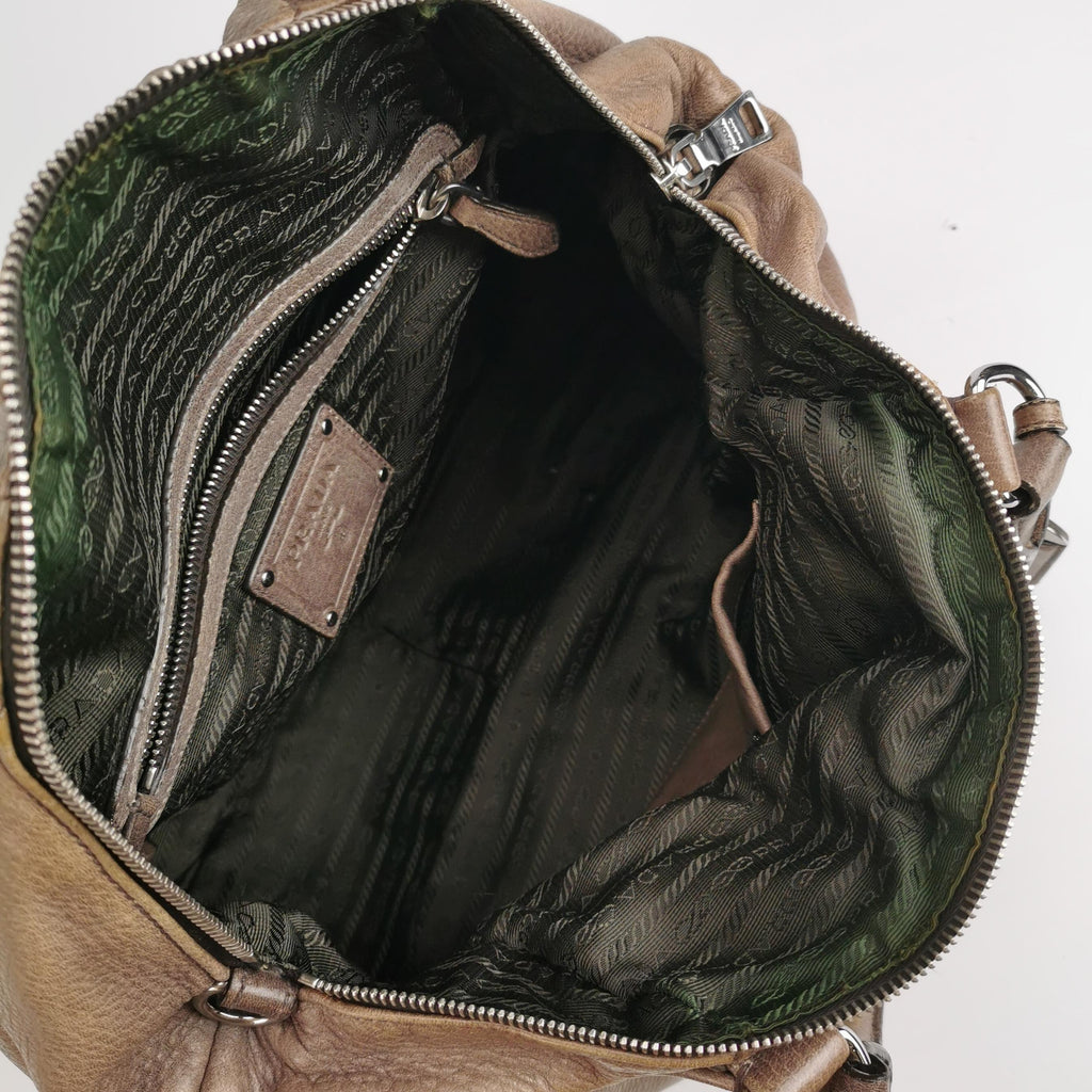 prada solid color letter logo handbag