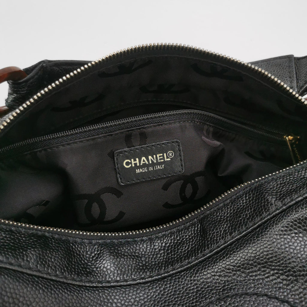 Chanel Caviar Leather CC Logo Hobo Bag