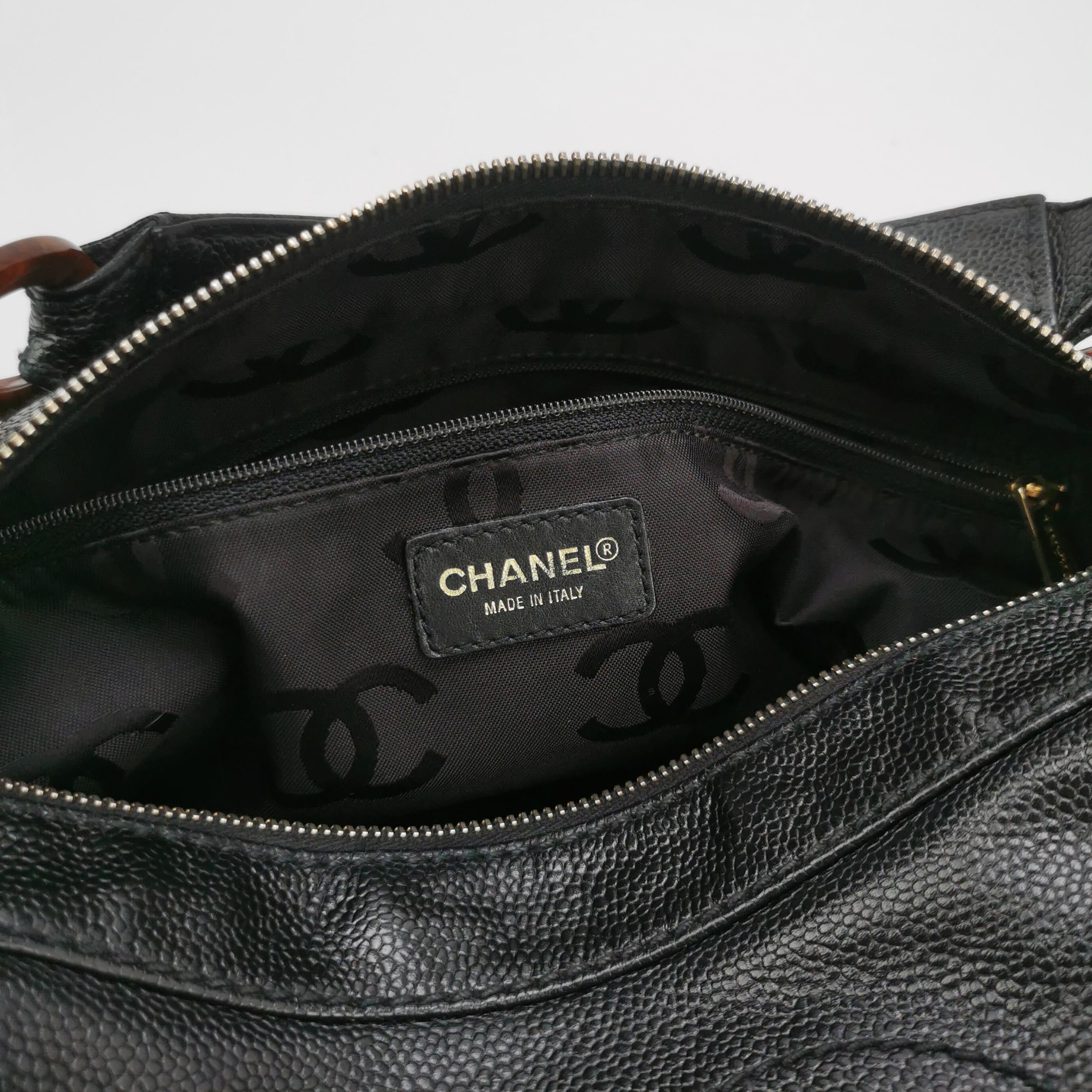Chanel Caviar Leather CC Logo Hobo Bag