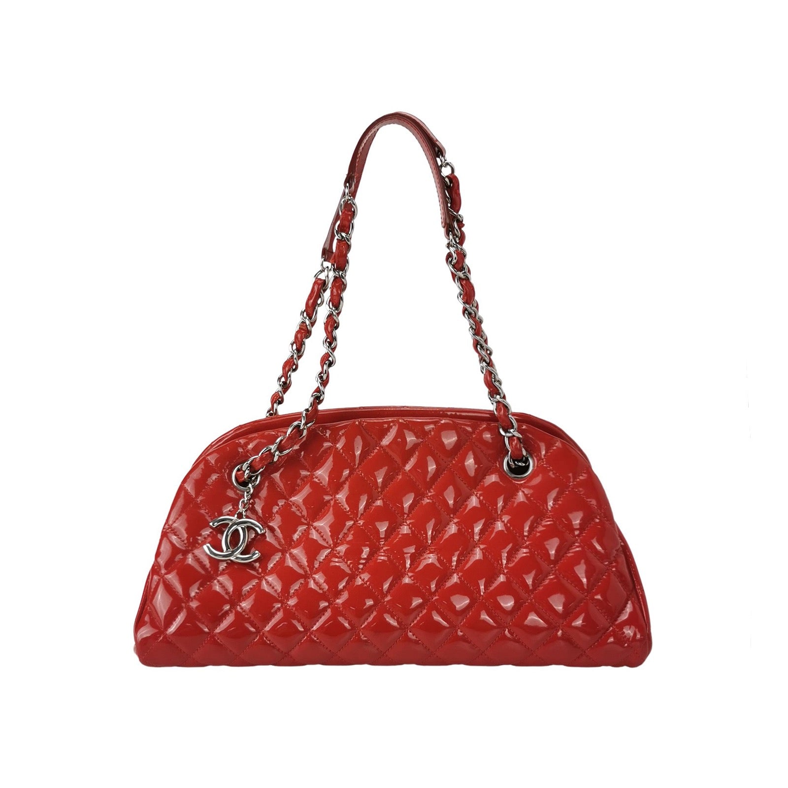 Chanel Red Patent Leather Just Mademoiselle Bowler