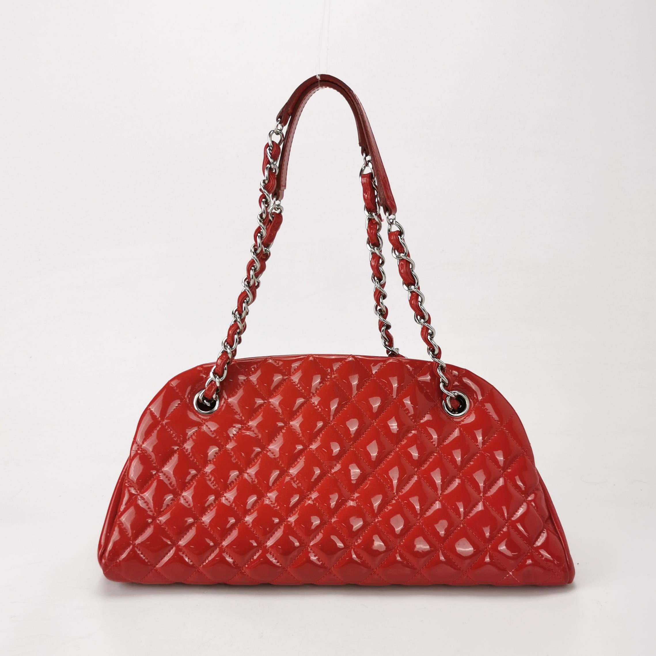 Chanel Red Patent Leather Just Mademoiselle Bowler