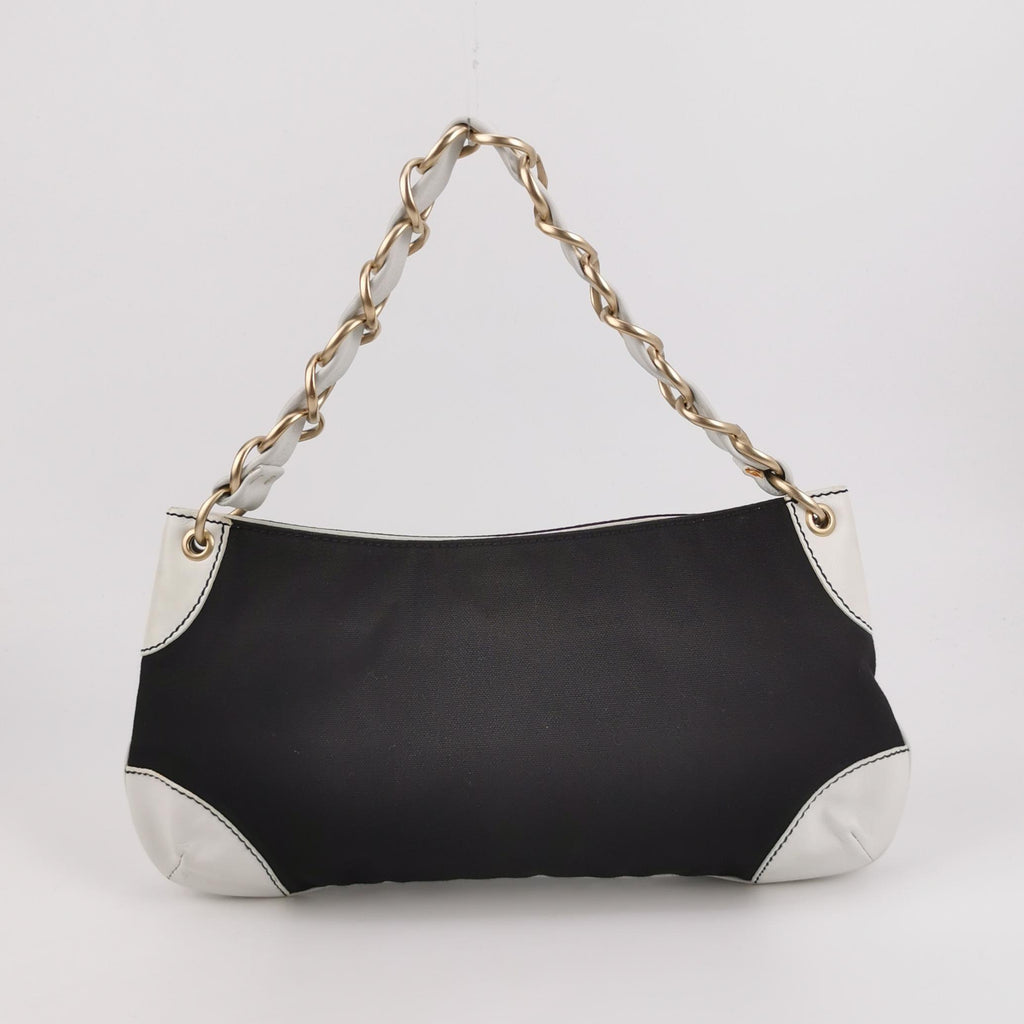 Vintage Chanel Canvas & Leather Shoulder Bag