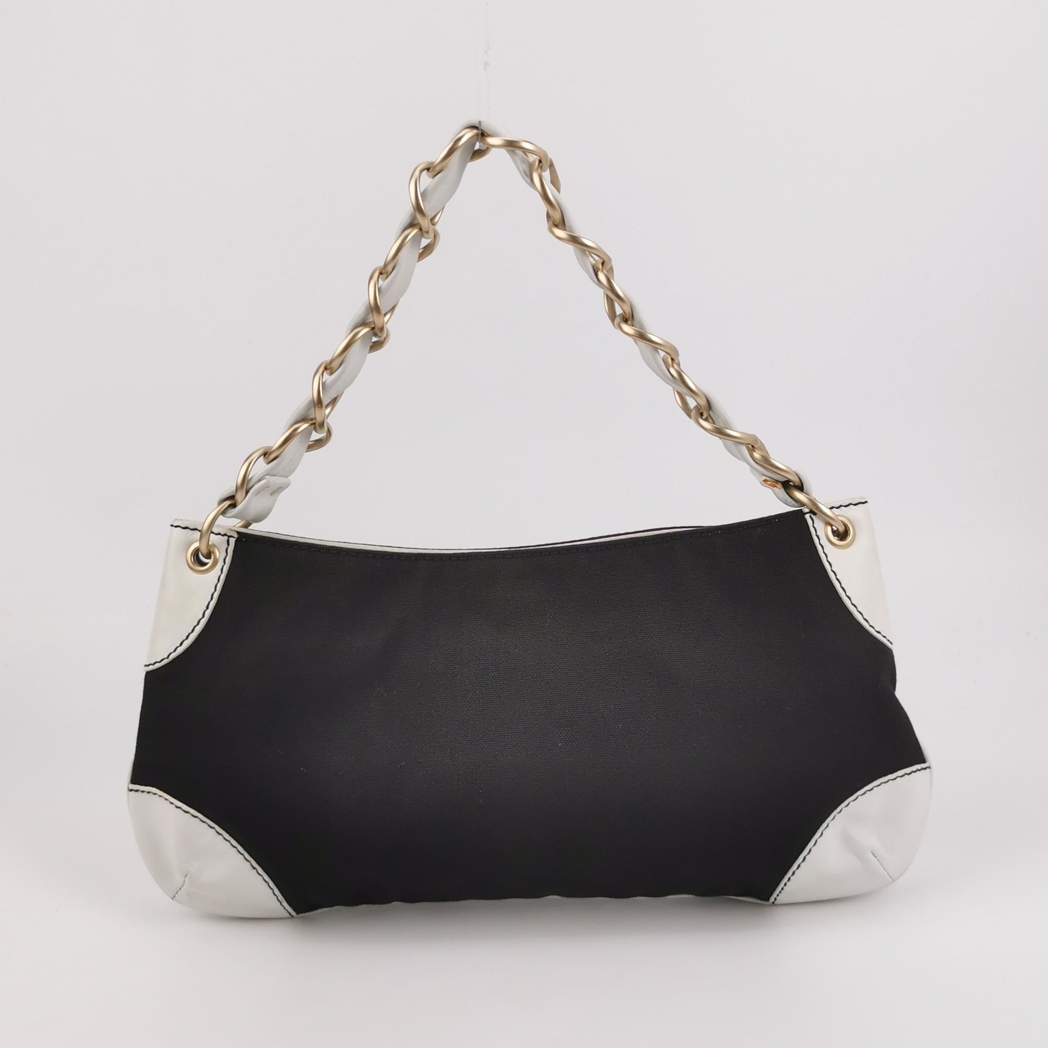 Vintage Chanel Canvas & Leather Shoulder Bag