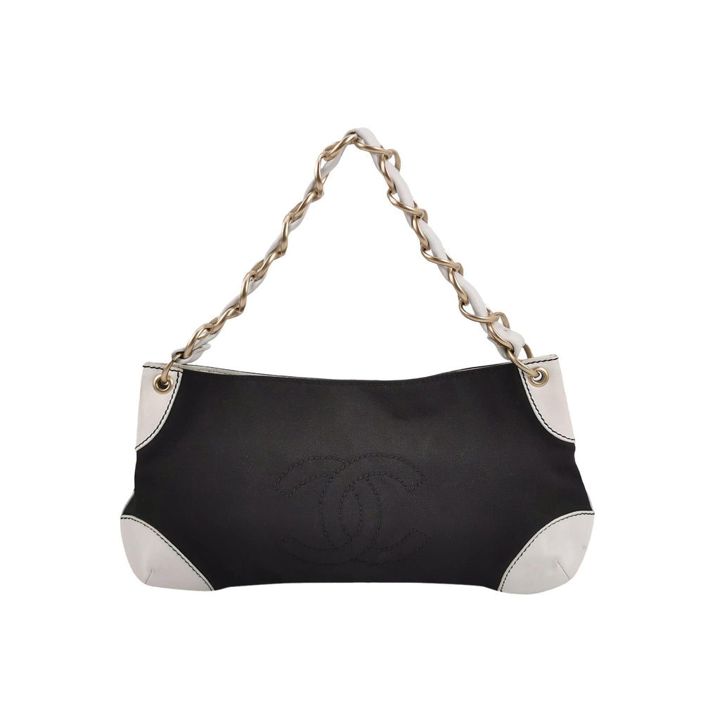 Vintage Chanel Canvas & Leather Shoulder Bag
