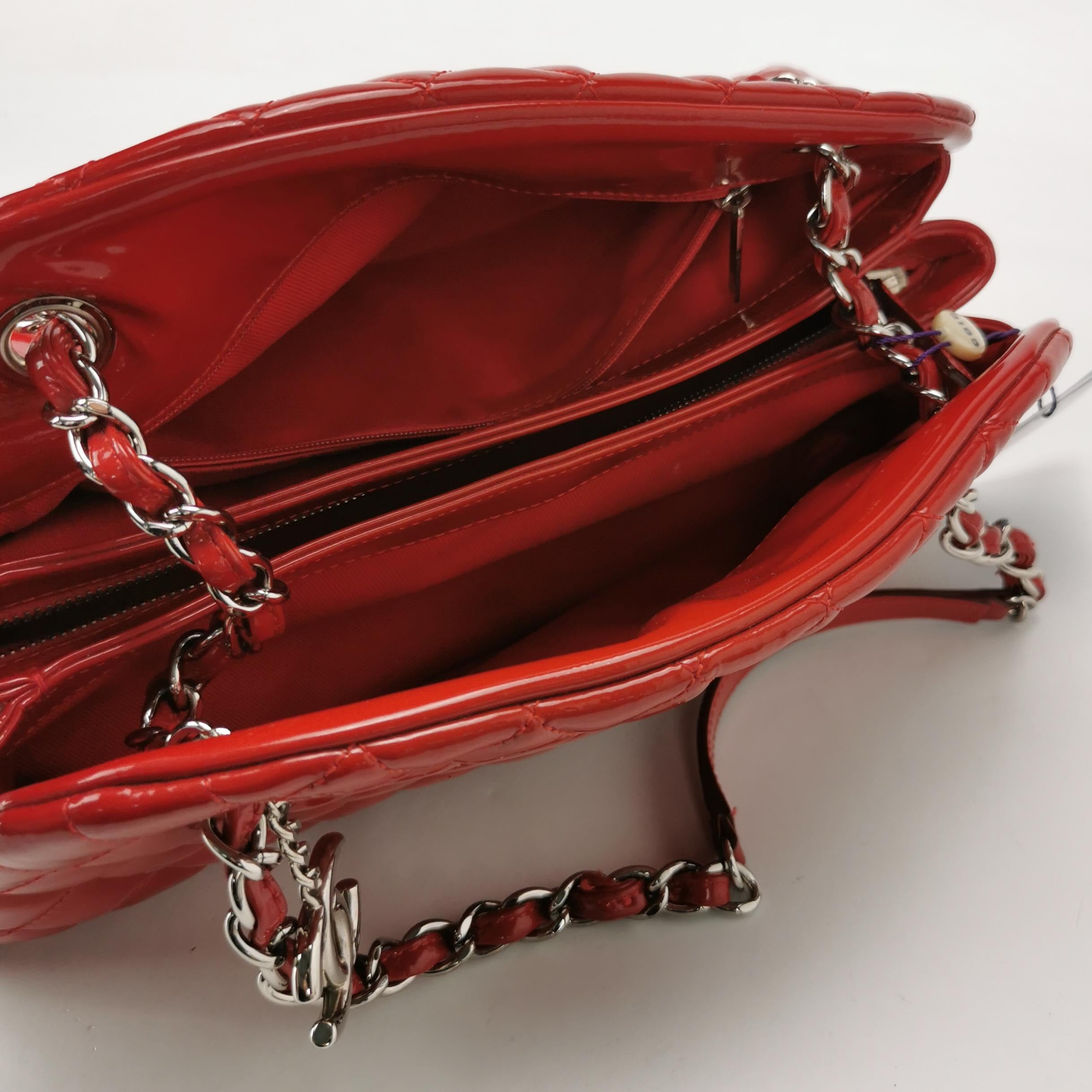 Chanel Red Patent Leather Just Mademoiselle Bowler