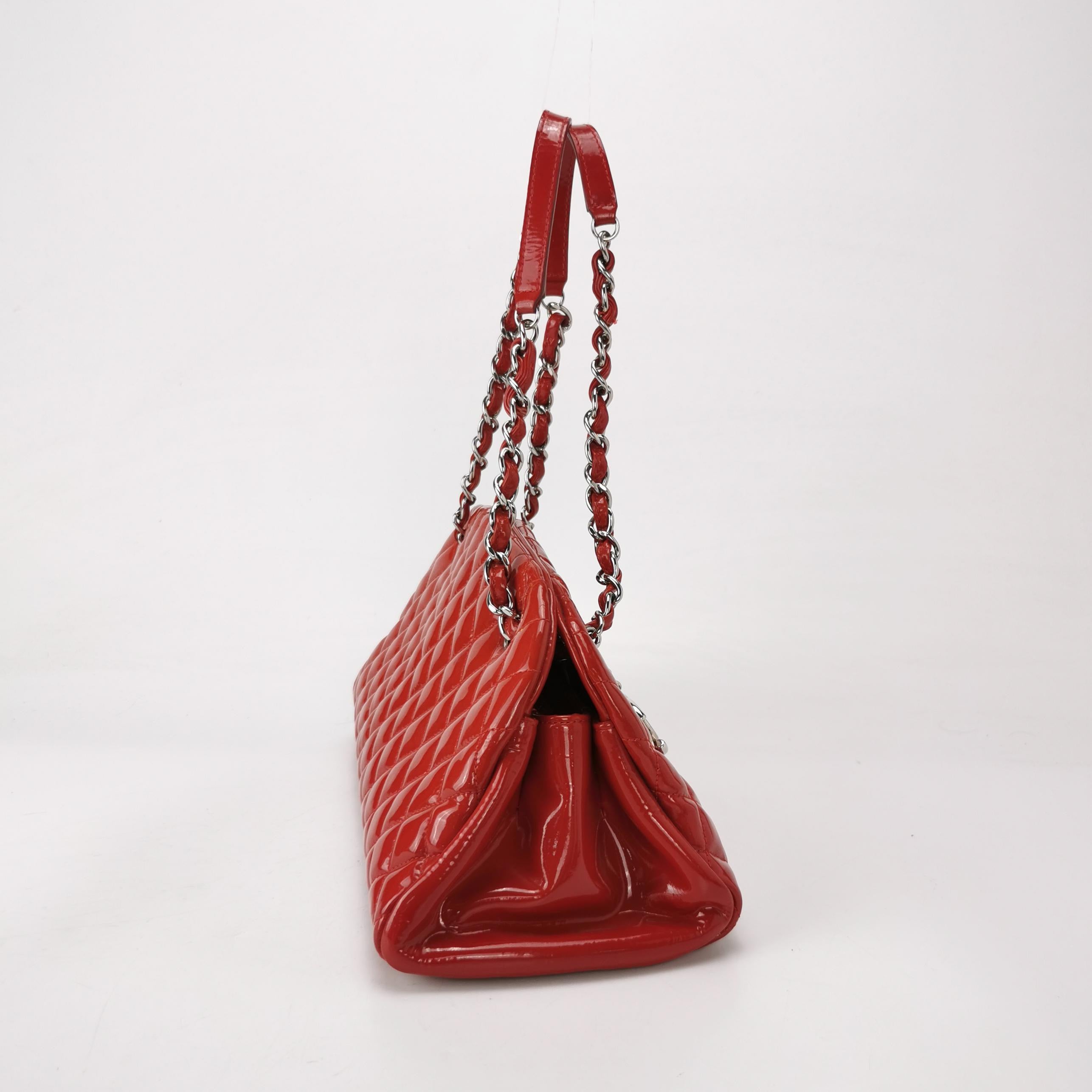 Chanel Red Patent Leather Just Mademoiselle Bowler