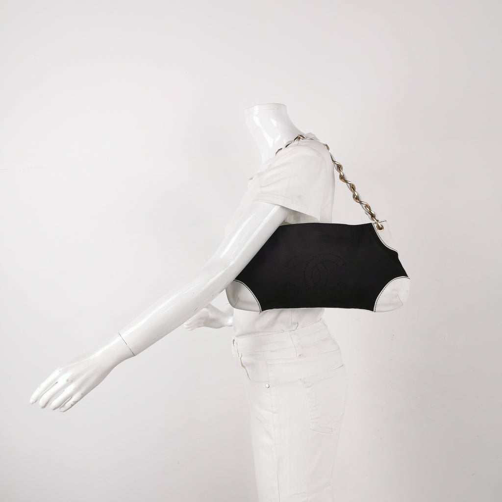 Vintage Chanel Canvas & Leather Shoulder Bag