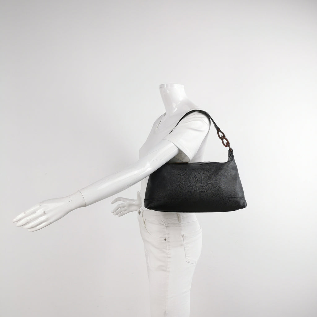 Chanel Caviar Leather CC Logo Hobo Bag