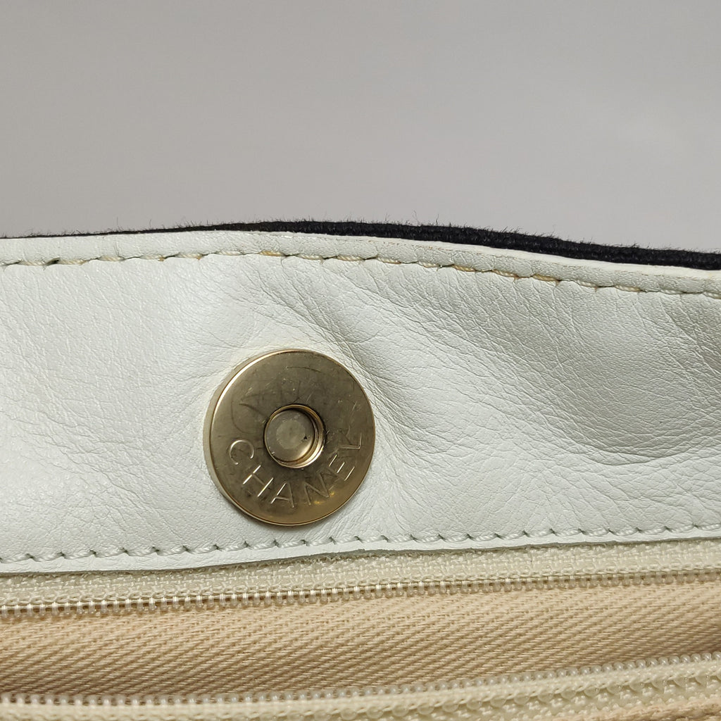 Vintage Chanel Canvas & Leather Shoulder Bag